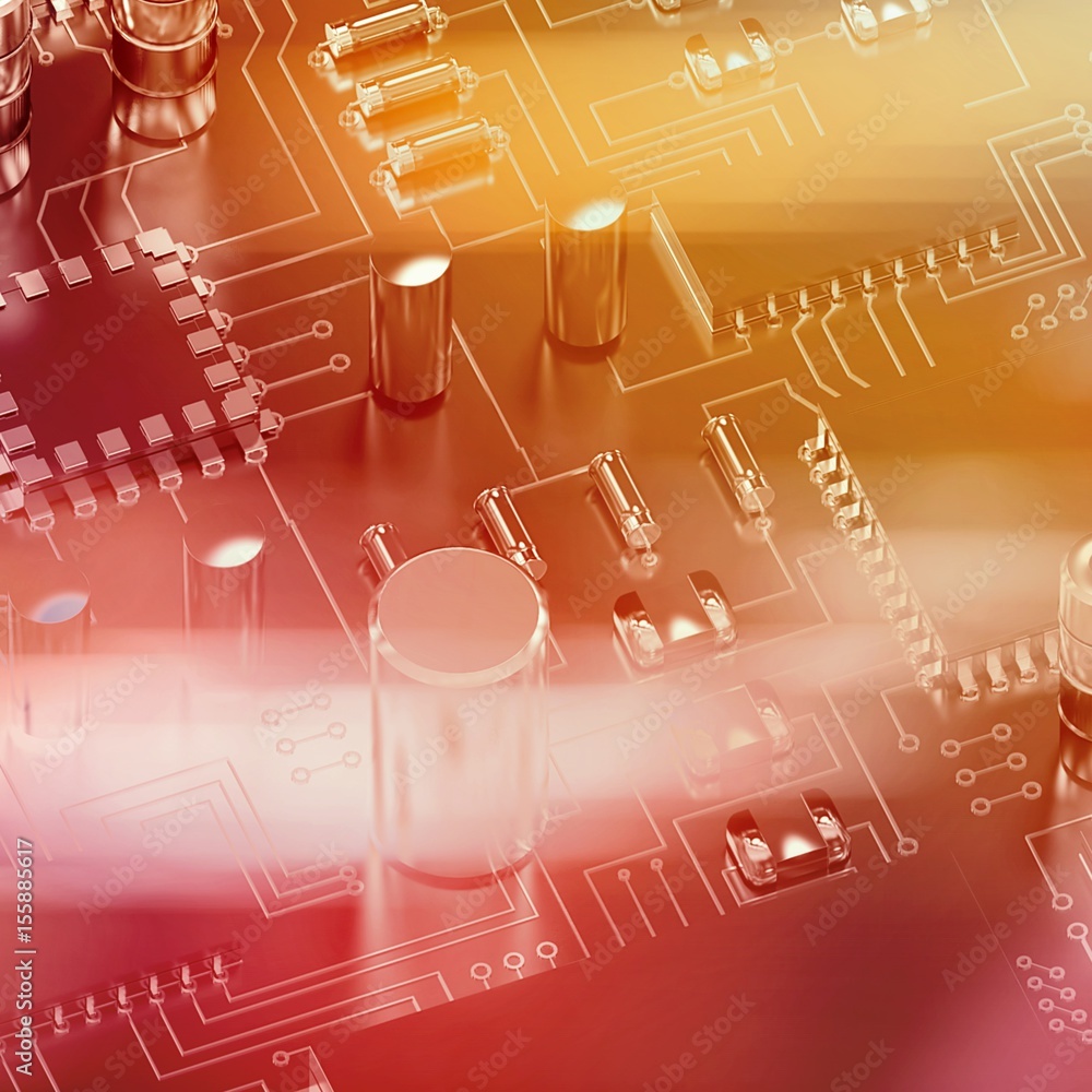 Poster composite image of close up of circuit board