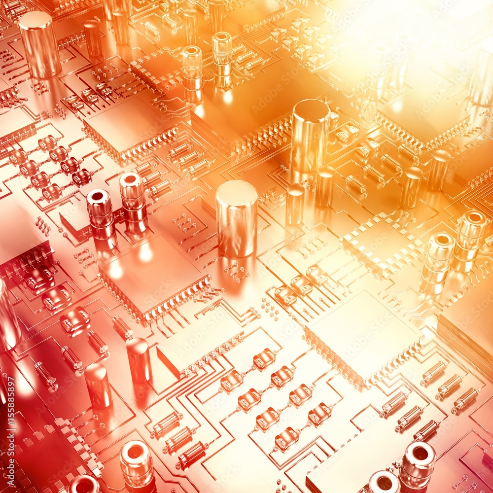 Poster composite image of close up of circuit board