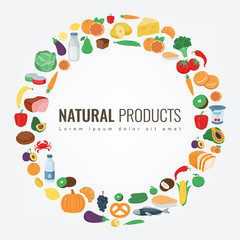 Food and Drink. Fruits and vegetables. Healthy eating concept. Vector