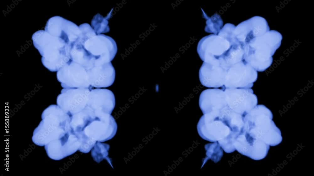 Poster ink kaleidoscope is abstract ink background like rorschach inkblot test6. blue ink or smoke isolated