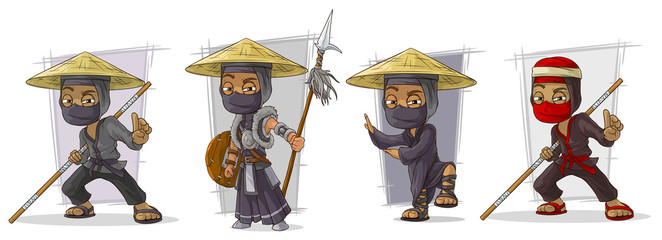 Cartoon masked ninja warriors character vector set © GB_Art