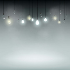 Technology background with light bulbs