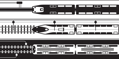 Fototapeta premium Electrical rail trains from above - vector illustration
