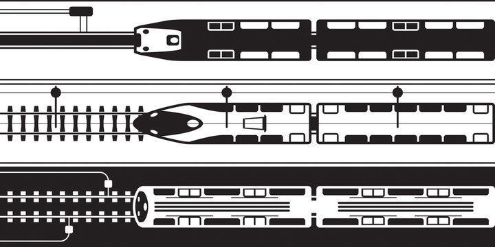 Electrical rail trains from above - vector illustration
