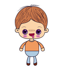 colorful silhouette of kawaii little boy with facial expression in love vector illustration