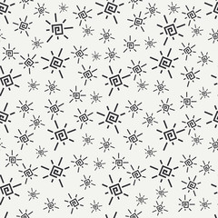 Flat monochrome vector seamless summer sun pattern. Fabric textile summer pattern. Cute doodle summer pattern with sun. Vector illustration and element for your design and wallpaper.