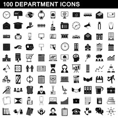 100 department icons set, simple style