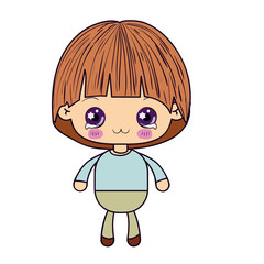 colorful silhouette of kawaii little boy with facial expression depressed vector illustration