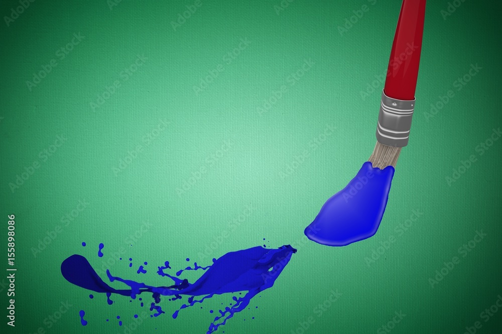 Poster composite image of computer generated image of red paintbrush