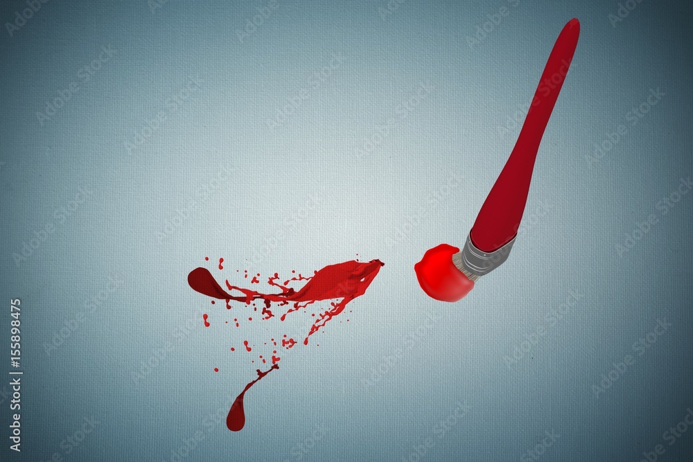 Poster composite image of vector image of red paintbrush