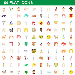 100 flat icons set
