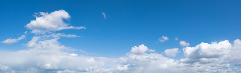 Sky with clouds panorama. Summrt blue sky background