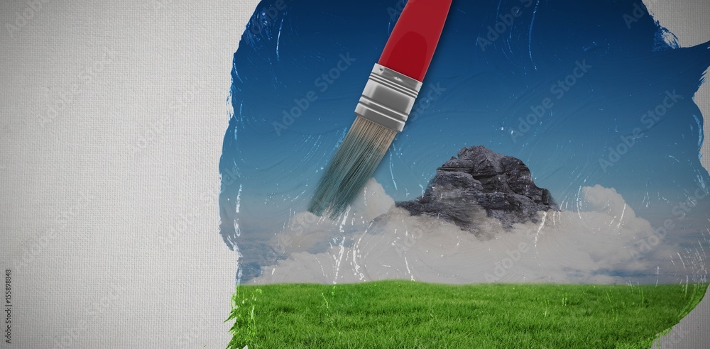 Poster composite image of 3d image of red paintbrush