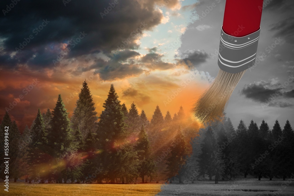 Aufkleber composite image of computer graphic image of red paintbrush