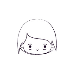 monochrome blurred silhouette of facial expression kawaii little cute girl vector illustration