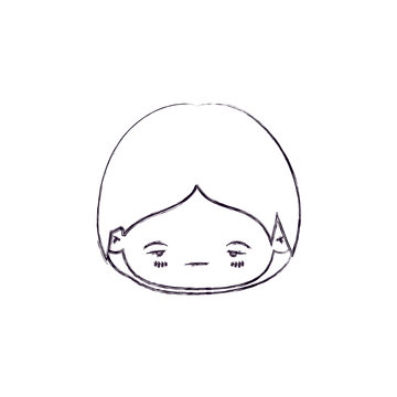 monochrome blurred silhouette of facial expression sad kawaii little boy vector illustration