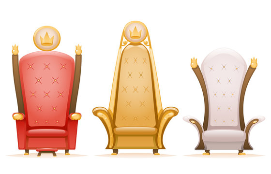 Royal throne king ruler fairytale armchair cartoon 3d isolated icons set  vector illustration Stock Vector | Adobe Stock