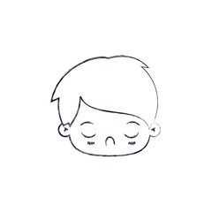 Obraz na płótnie Canvas monochrome blurred silhouette of facial expression tired kawaii little boy vector illustration