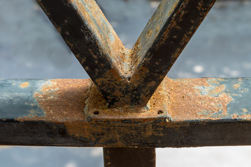 The old metal structure got rust on surface and almost damage