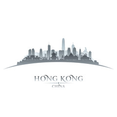 Hong Kong China city skyline silhouette white background