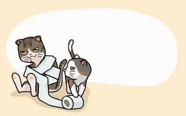 Vector illustration two cute cats, cartoon style.