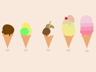 Lindos conos de helado de diferentes sabores - 155906420