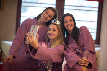girls doing Selfy on  bachelorette party