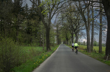 Obraz premium people ride bikes somewhere in Poland in May 2017