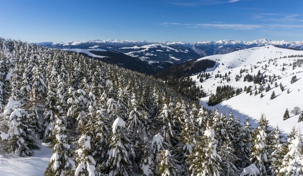Monte Grappa landscape on a winter day, Vicenza, Italy