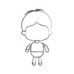 monochrome blurred silhouette of faceless little boy with short hair vector illustration