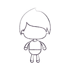 monochrome blurred silhouette of faceless little boy with straight hair vector illustration
