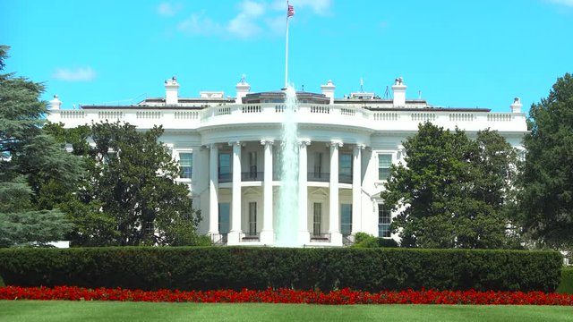 The White House in Washington DC beautiful day closeup of the lawn - Presidential residence  - President 