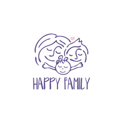 Illustration for happy family congratulation card.Vector