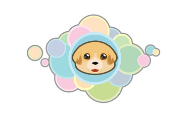 Vector illustration Dog 's head, golden retriever in cartoon style