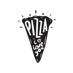 Abstract pizza slice with text. vector illustration