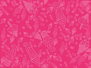 Poster Lindo patrón rosa de helados © marianatotri