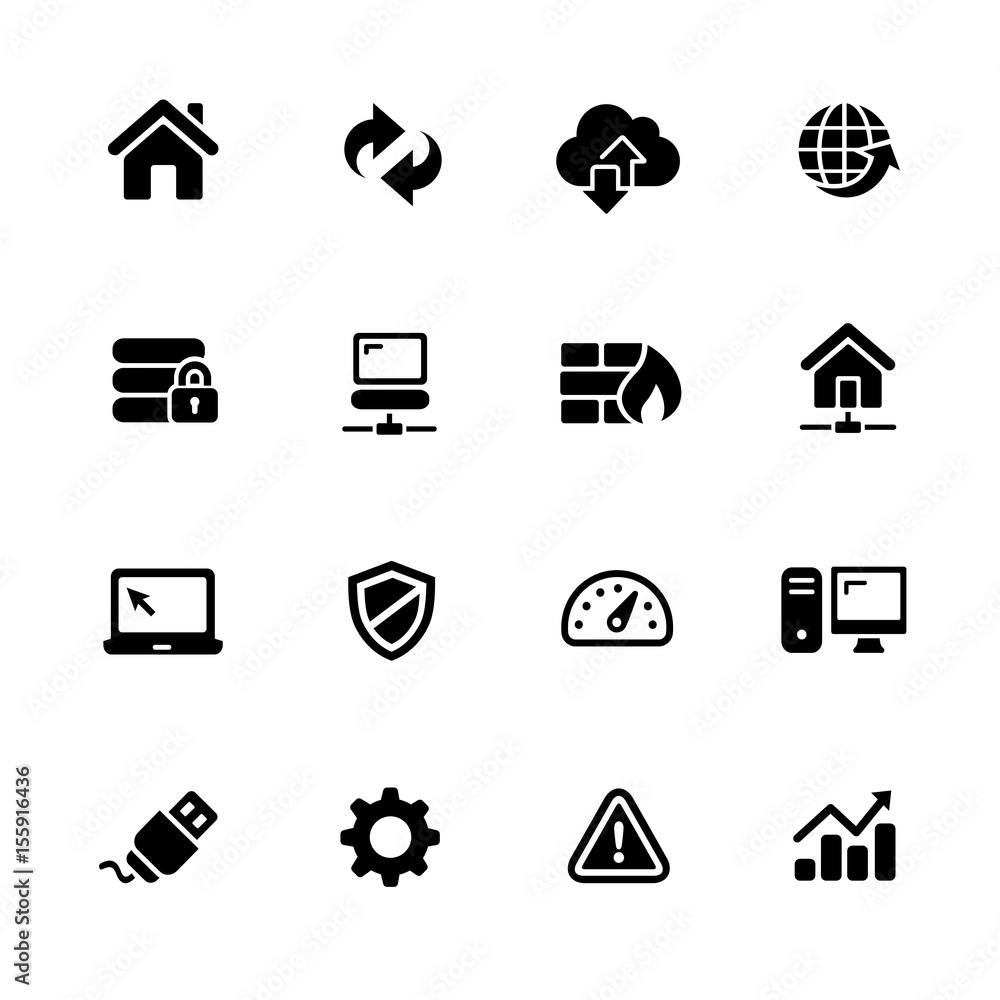 Poster network icons // black series - vector icons for your digital or print projects.
