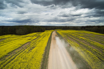 Gravelroad in latvian countryside.