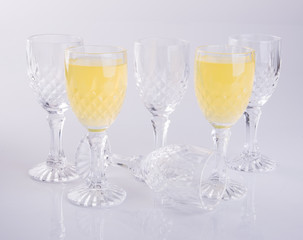 Orange juice in glasses on white background.