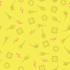 Plugs Seamless Pattern Isolated on Yellow Background