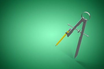 Composite image of digital image of drawing compass with pencil
