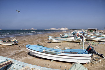 Fischerboote, Strand, Oman