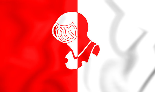 3D Flag of Helmond (Noord Brabant), Netherlands. 