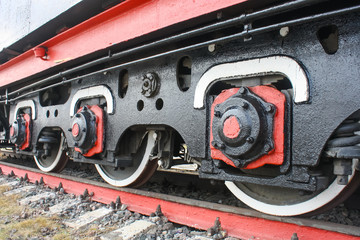 wheels of vintage steam locomotive