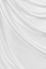 Plakat Smooth elegant white silk or satin luxury cloth texture as wedding background. Luxurious background design