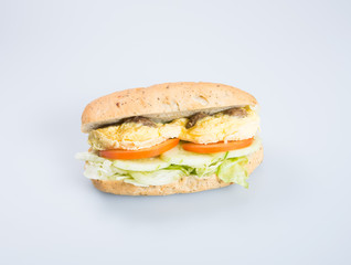 sandwich or tasty egg sandwich on background.
