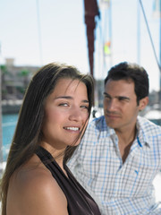 Young couple on yacht