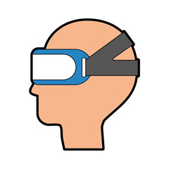 gamer with virtual reality glasses vector illustration design