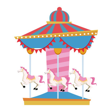 funfair circus carousel horse canival vector illustration