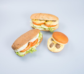 sandwich or tasty egg sandwich on background.